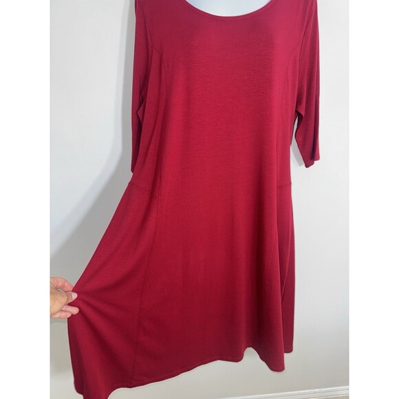 Soft Surroundings Red Half Sleeve Scoop Neck Midi Dress Pima Cotton Women XL - Picture 3 of 10